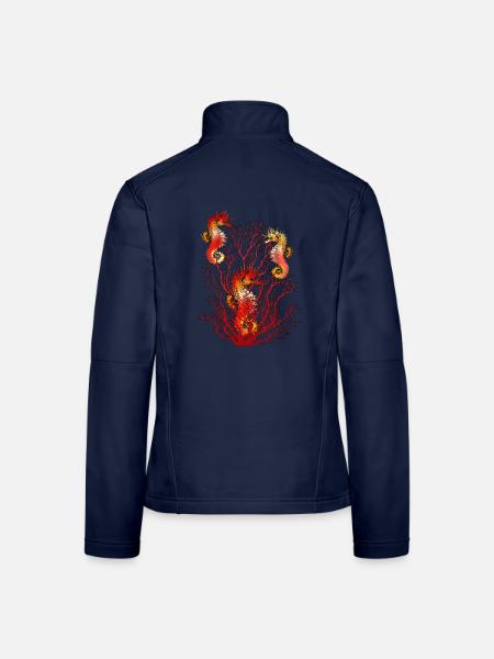 Seepferdchen - Frauen Softshelljacke - Navy - Hinten