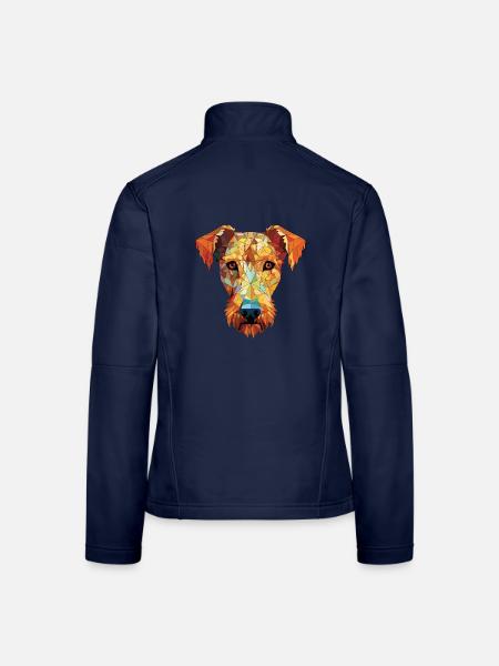 Irish Terrier Hunderasse Aquarell Illustration - Frauen Softshelljacke - Navy - Hinten