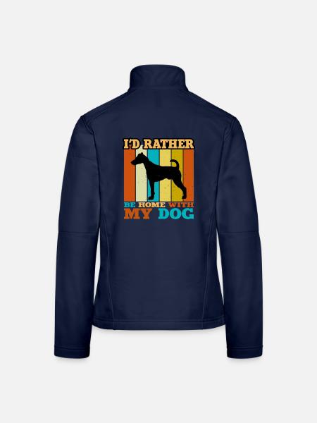 Foxterrier Glatte Hundesilhouette Retro Sonnenuntergang - Frauen Softshelljacke - Navy - Hinten