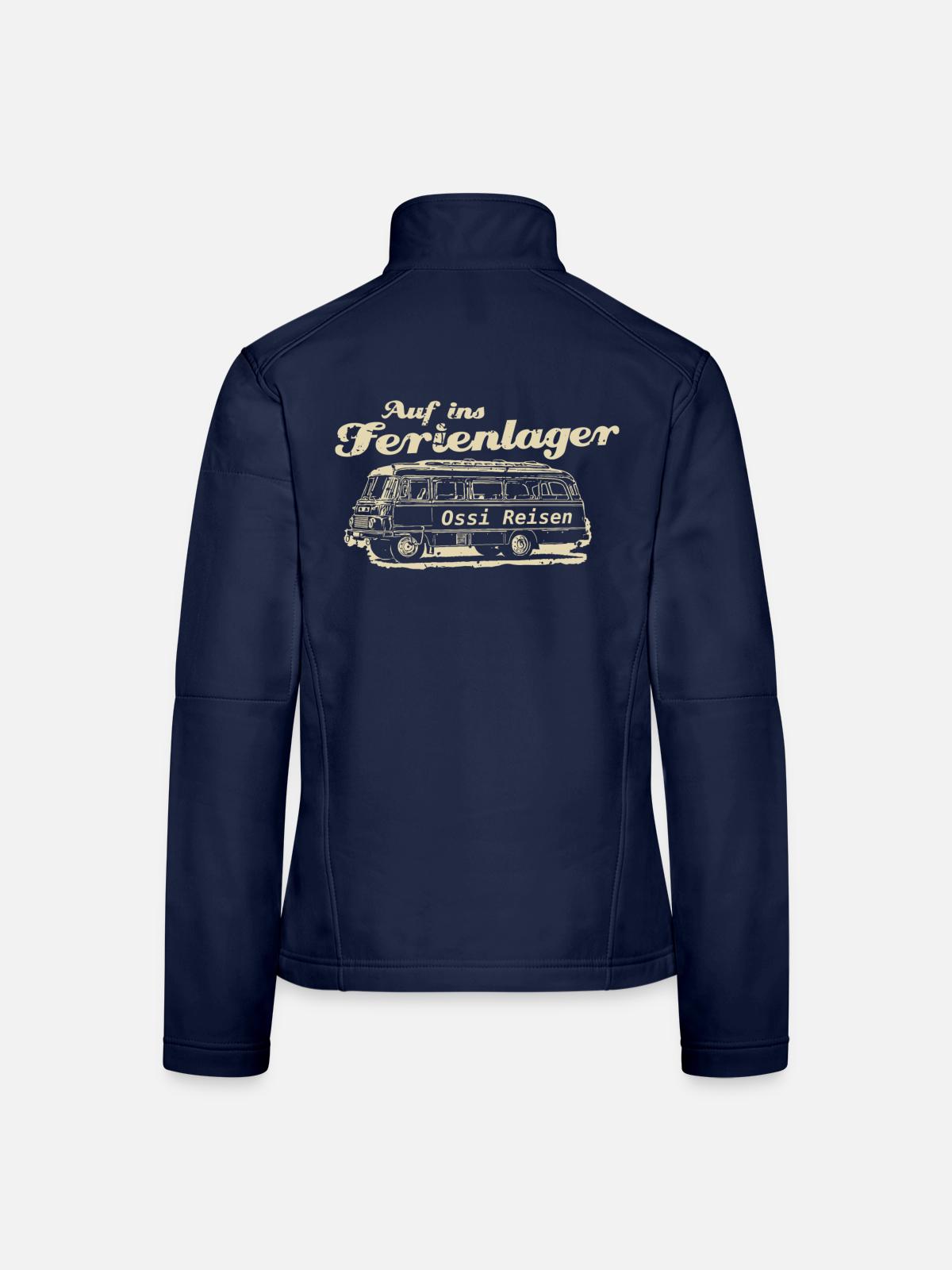 Ello DDR Oldtimer Bus - Frauen Softshelljacke - Navy - Hinten