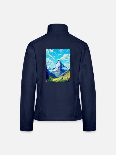 Matterhorn Schweiz Vintage Reiseposter WPA - Frauen Softshelljacke - Navy - Hinten