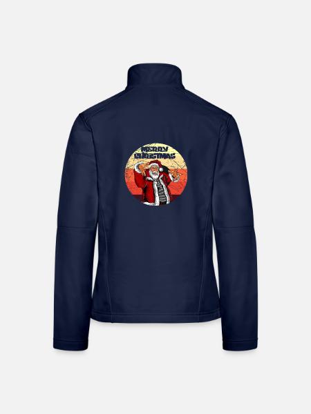 Merry Christmas Hiphop Santa Rap Xmas Vintage - Frauen Softshelljacke - Navy - Hinten