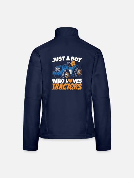 Traktor Jungen Landwirt Kind Bauer Trecker - Frauen Softshelljacke - Navy - Hinten