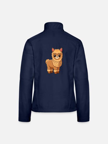 Alpaka Niedliche Maskottchen Zeichentrickfigur Kawaii - Frauen Softshelljacke - Navy - Hinten