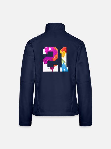 COLORED NUMBER 21 COLORFUL 21ST BIRTHDAY - Women's Softshell Jacket - navy - Back