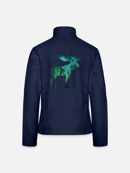 ELCH SKANDINAVIEN Nordlichter Aurora Borealis - Frauen Softshelljacke - Navy - Hinten