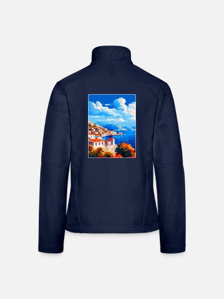 Hydra Greece Vintage Travel Poster WPA Souvenir - Women's Softshell Jacket - navy - Back