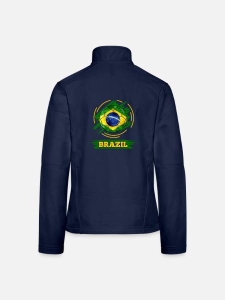 Brazil Fußball - Ball in Brasilien Farben - Frauen Softshelljacke - Navy - Hinten