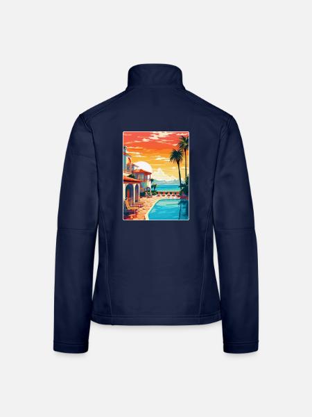 Marbella Spanien Vintage Reiseplakat Souvenir WPA - Frauen Softshelljacke - Navy - Hinten