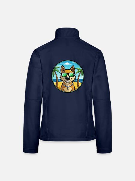 Alano Español Hunderasse Cartoon Sonnenbrille Strand - Frauen Softshelljacke - Navy - Hinten