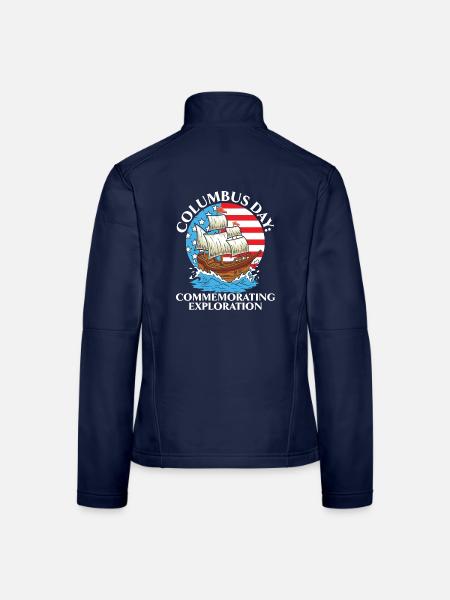 Kolumbus-Tag: Zum Gedenken an die Entdeckung von K - Frauen Softshelljacke - Navy - Hinten