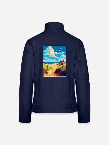 Suffolk Coast Vintage Travel Poster Souvenir WPA - Women's Softshell Jacket - navy - Back