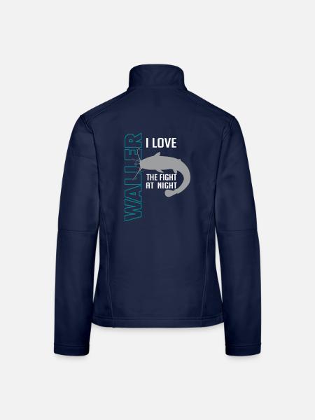 Waller fischen Nachtangeln Angler und Anglerin - Frauen Softshelljacke - Navy - Hinten