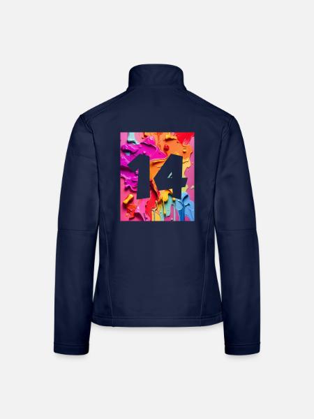 NO. 14 NUMBER 14 COLORFUL 14TH BIRTHDAY - Women's Softshell Jacket - navy - Back