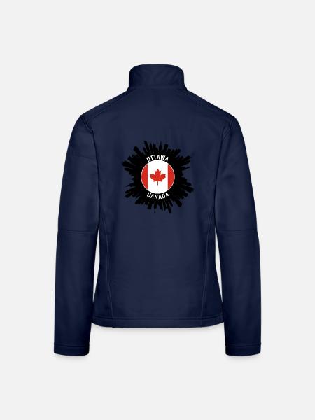Ottawa Skyline Kanada Flagge Reise Souvenir - Frauen Softshelljacke - Navy - Hinten