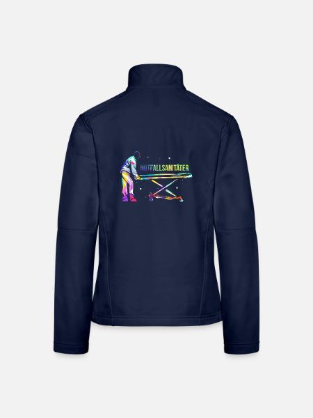 Beherzter Notfallsanitäter Blaulicht - Frauen Softshelljacke - Navy - Hinten