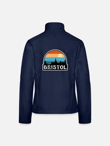 Bristol England Flagge Skyline Reisesouvenir - Frauen Softshelljacke - Navy - Hinten