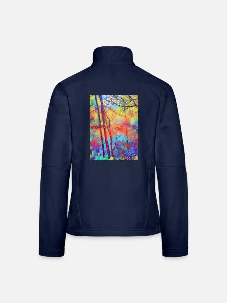 Der Teich mit dem toten Baum - Frauen Softshelljacke - Navy - Hinten