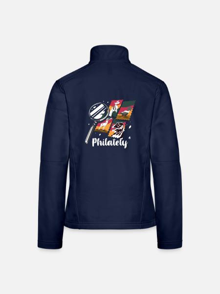 Detailverliebte Briefmarken Sammlung - Frauen Softshelljacke - Navy - Hinten