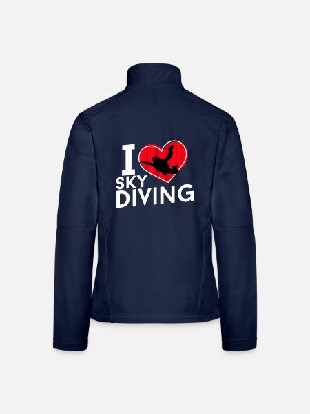 I love Sky Diving - Herz mit Fallschirmspringer - Frauen Softshelljacke - Navy - Hinten