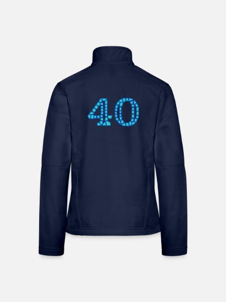 40. 40 ANS. 40e ANNIVERSAIRE. ANNIVERSAIRE 40 ANS. - Veste en tissu softshell Femme - bleu marine - Dos