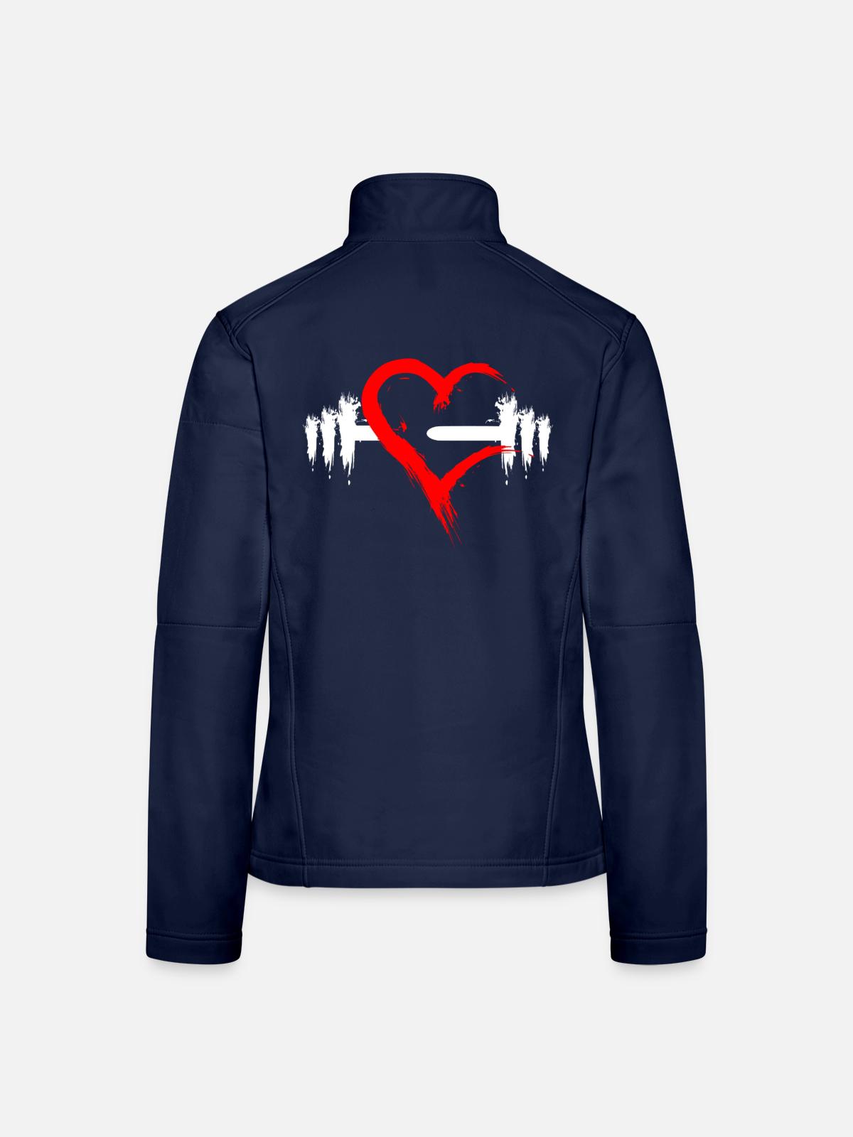 Hantel mit Herz - Frauen Softshelljacke - Navy - Hinten