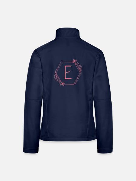 E-Monogramm mit Blütenrahmen - Frauen Softshelljacke - Navy