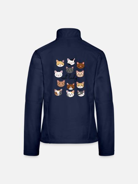 Cat Lady - Frauen Softshelljacke - Navy - Hinten