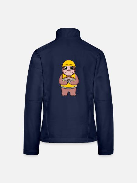 Bauherr Richtfest Faultier Haus Hausbau Geschenk - Frauen Softshelljacke - Navy - Hinten