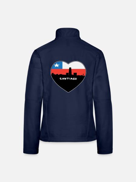 Santiago Chile Flagge Skyline Reise Souvenir - Frauen Softshelljacke - Navy - Hinten