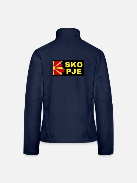 La ville de Skopje avec le drapeau de la Macédoine du Nord - Veste en tissu softshell Femme - bleu marine - Dos