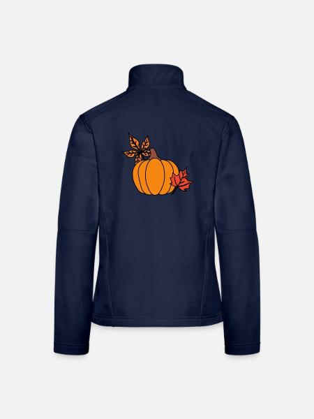Herbstlicher Kürbis mit Blättern – Cozy Vibes - Frauen Softshelljacke - Navy - Hinten