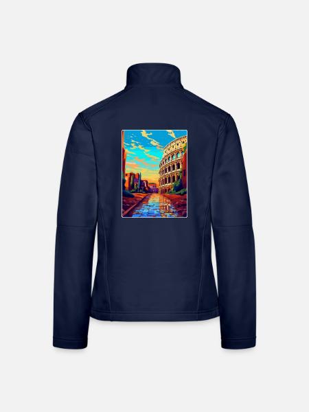 Rom Italien Vintage Reiseplakat Souvenir Souvenir - Frauen Softshelljacke - Navy - Hinten