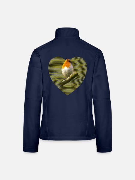 Rotkehlchen Singvogel - Frauen Softshelljacke - Navy - Hinten