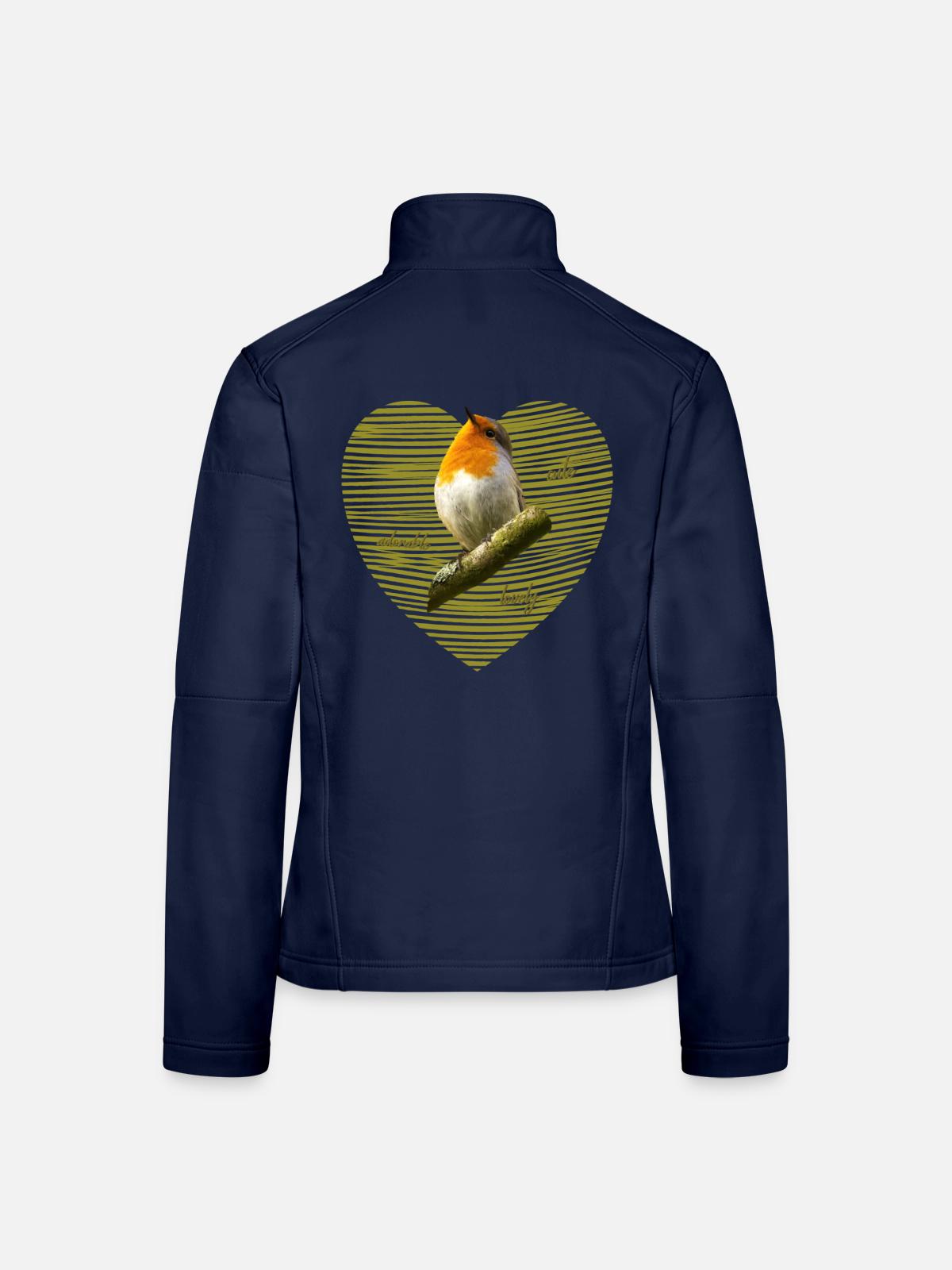 Rotkehlchen Singvogel - Frauen Softshelljacke - Navy - Hinten