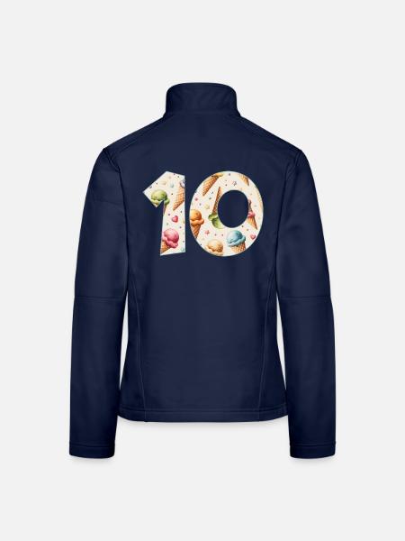 EISCREME NUMMER 10 JAHRE EIS 10. GEBURTSTAG - Frauen Softshelljacke - Navy - Hinten