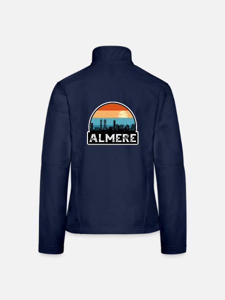 Almere Niederlande Flagge Skyline Reisesouvenir - Frauen Softshelljacke - Navy - Hinten