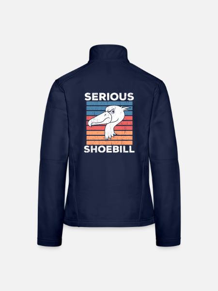 Ernsthafter Schuhschnabel Storch Walfischkopf Voge - Frauen Softshelljacke - Navy - Hinten