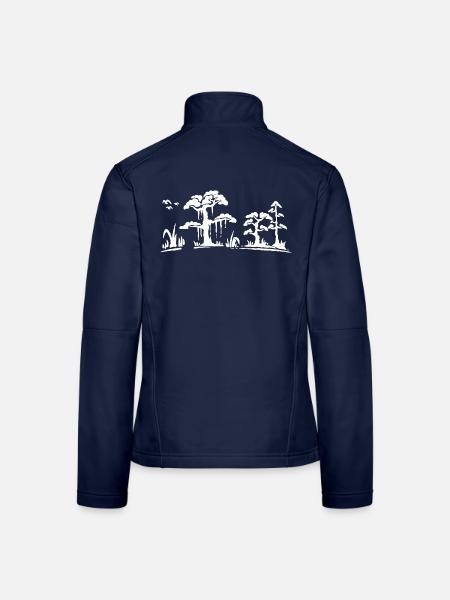 Waldsilhouette im Sumpf - Frauen Softshelljacke - Navy - Hinten