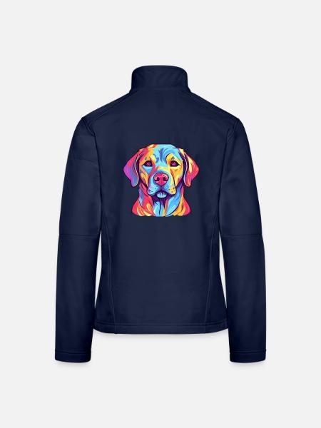 Labrador Hund Rasse Aquarell Karikatur Kawaii Farbe - Frauen Softshelljacke - Navy