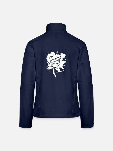 Weiße Rose mit Herz Valentinstag - Frauen Softshelljacke - Navy - Hinten