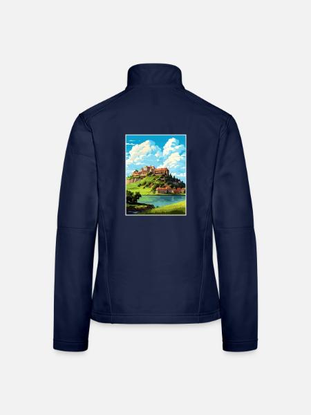 Ptuj-Schloss-Slowenien-Bleder-Reise-Plakat - Frauen Softshelljacke - Navy - Hinten