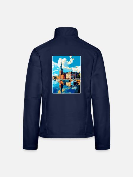 Helsingborg Sweden Vintage Travel Poster Souvenir - Women's Softshell Jacket - navy - Back
