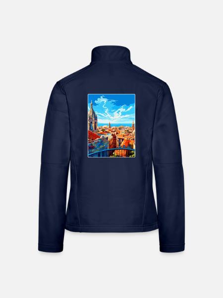 Barcelona Spanien Vintage Reiseplakat Souvenir WPA - Frauen Softshelljacke - Navy