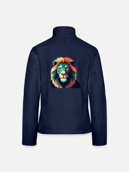 Lion Cartoon Character Colorful Pet Animal - Women's Softshell Jacket - navy - Back