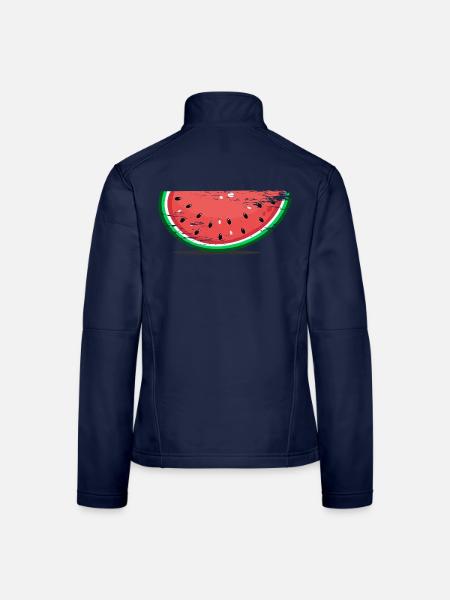 Wassermelone Design Scheibe used - Frauen Softshelljacke - Navy - Hinten