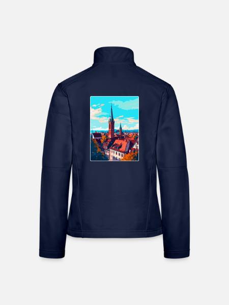 Freiburg Germany Vintage Travel Poster Souvenir - Women's Softshell Jacket - navy - Back