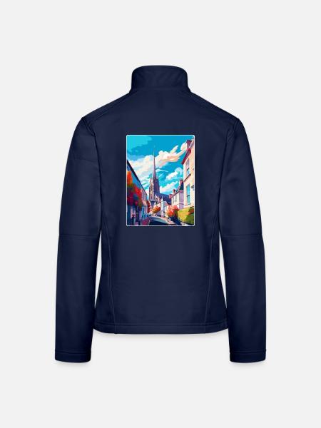 Truro, Angleterre, Royaume-Uni, Affiche de voyage vintage Art mural - Veste en tissu softshell Femme - bleu marine - Dos