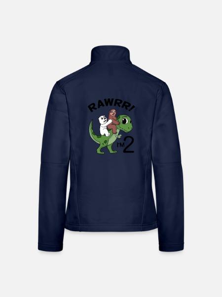Ich bin 2 Dinosaurier Geburtstag Kindergeburtstag - Frauen Softshelljacke - Navy - Hinten