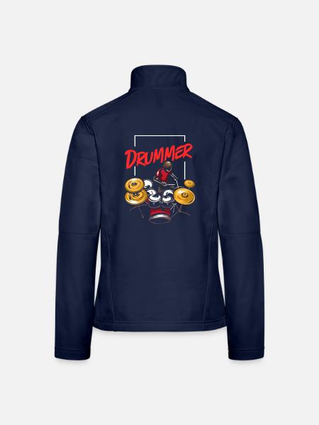 Taktvoller Schlagzeuger Bühnenshow - Frauen Softshelljacke - Navy - Hinten